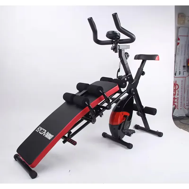 7 in 1 Household Iron Abdominal Trainer Magnetic Control Rotary Bicycle AB Sports Sit-ups Waist Fitness Equipment