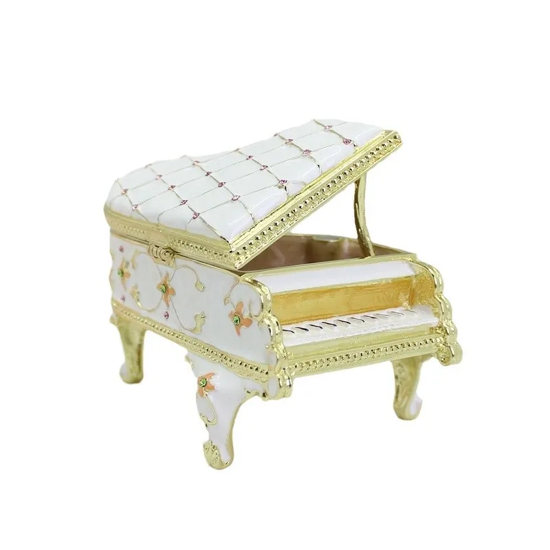 

New Design Light Luxury European Style Piano Metal Enamel Jewelry Box for Home Decoration