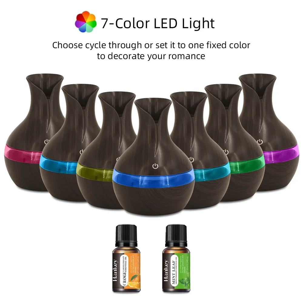 مرطب هواء صغير 300 مل وموزع عطري، موزع روائح الزيوت العطرية يعمل بمنفذ USB وآلة علاج عطري للاسترخاء بالرذاذ في المنزل