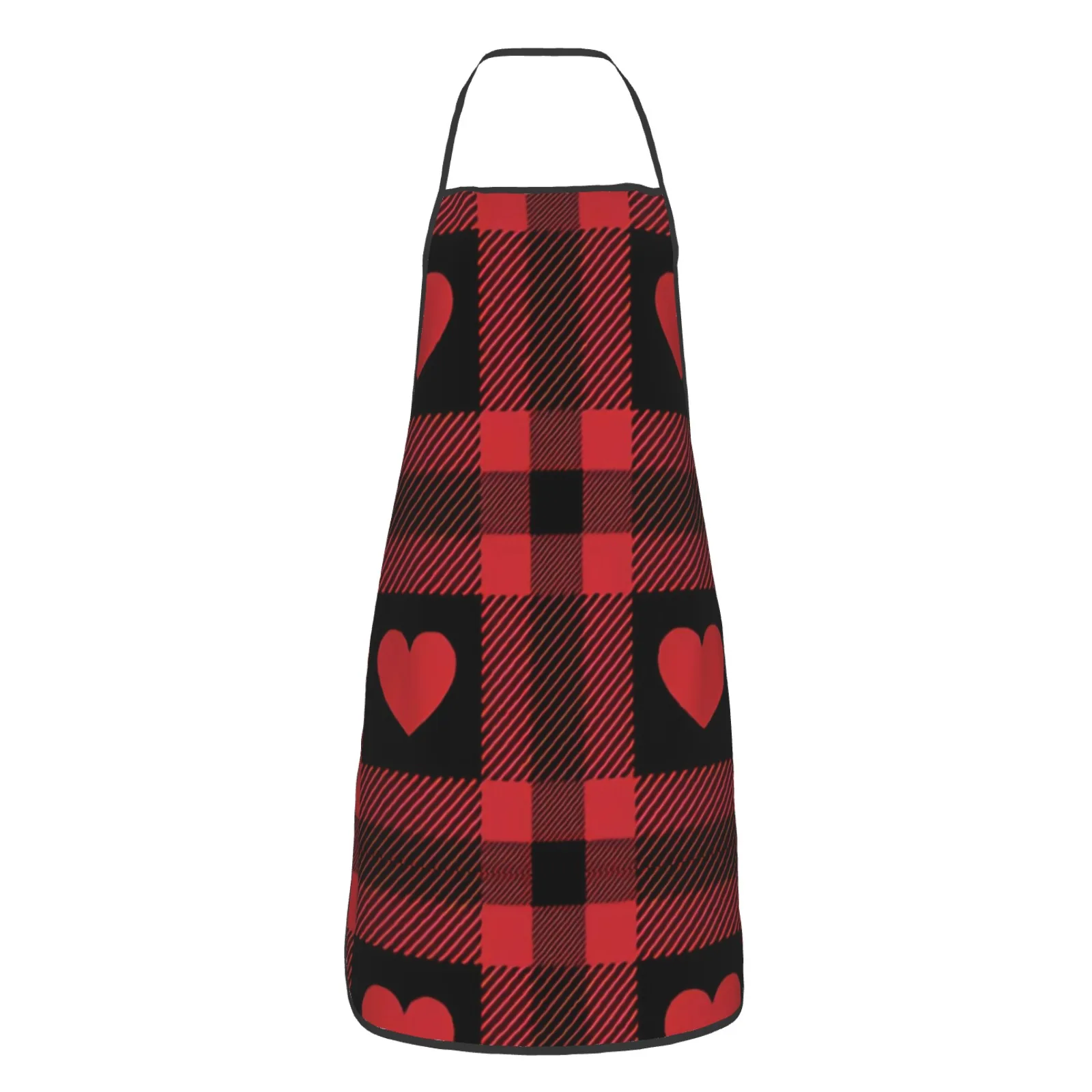 Buffalo Plaid Polyester locking hem Apron Home Cooking Baking Kitchen Red Check Apron Fashions Black Check Plaid