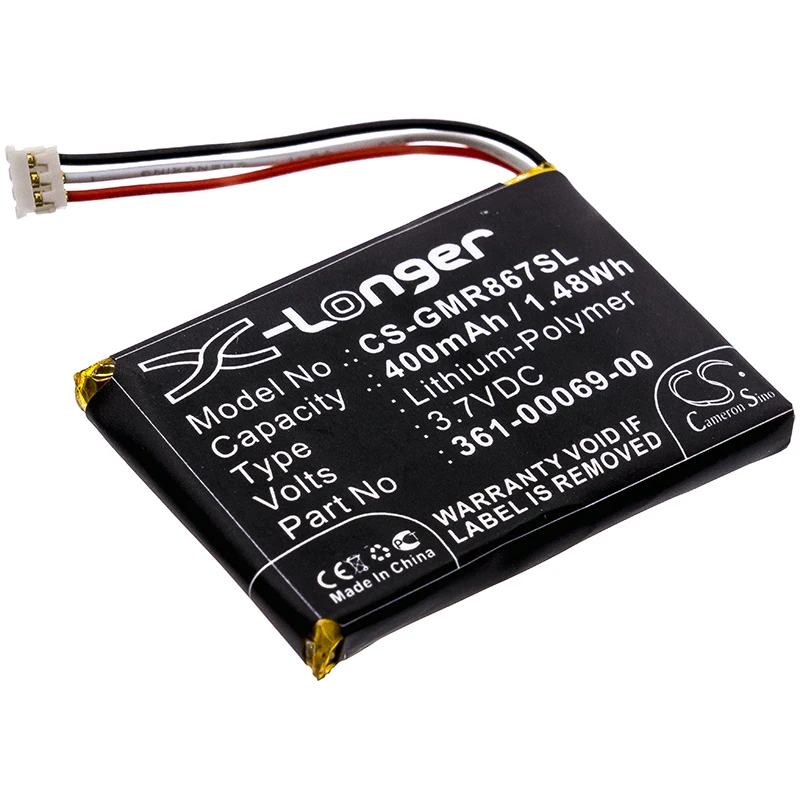 

Li-Polymer Dog Collar Battery for Garmin, 3.7V, 400mAh, Compatible Models: 010-11867-10, 010-11925-00, GAB102, GAD109, Varia RDU
