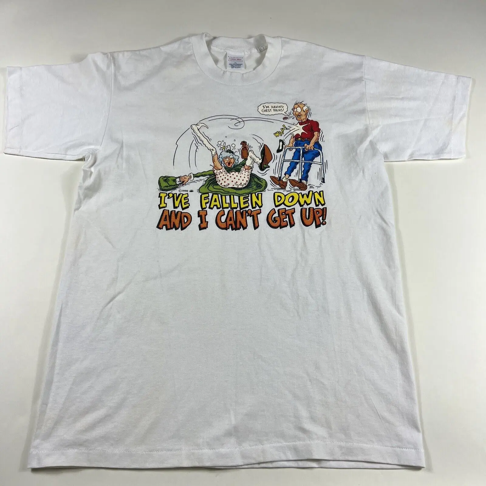 Vintage I Äôve Fallen Down And Can Äôt Get Up T Shirt Xl Old People Art 1990