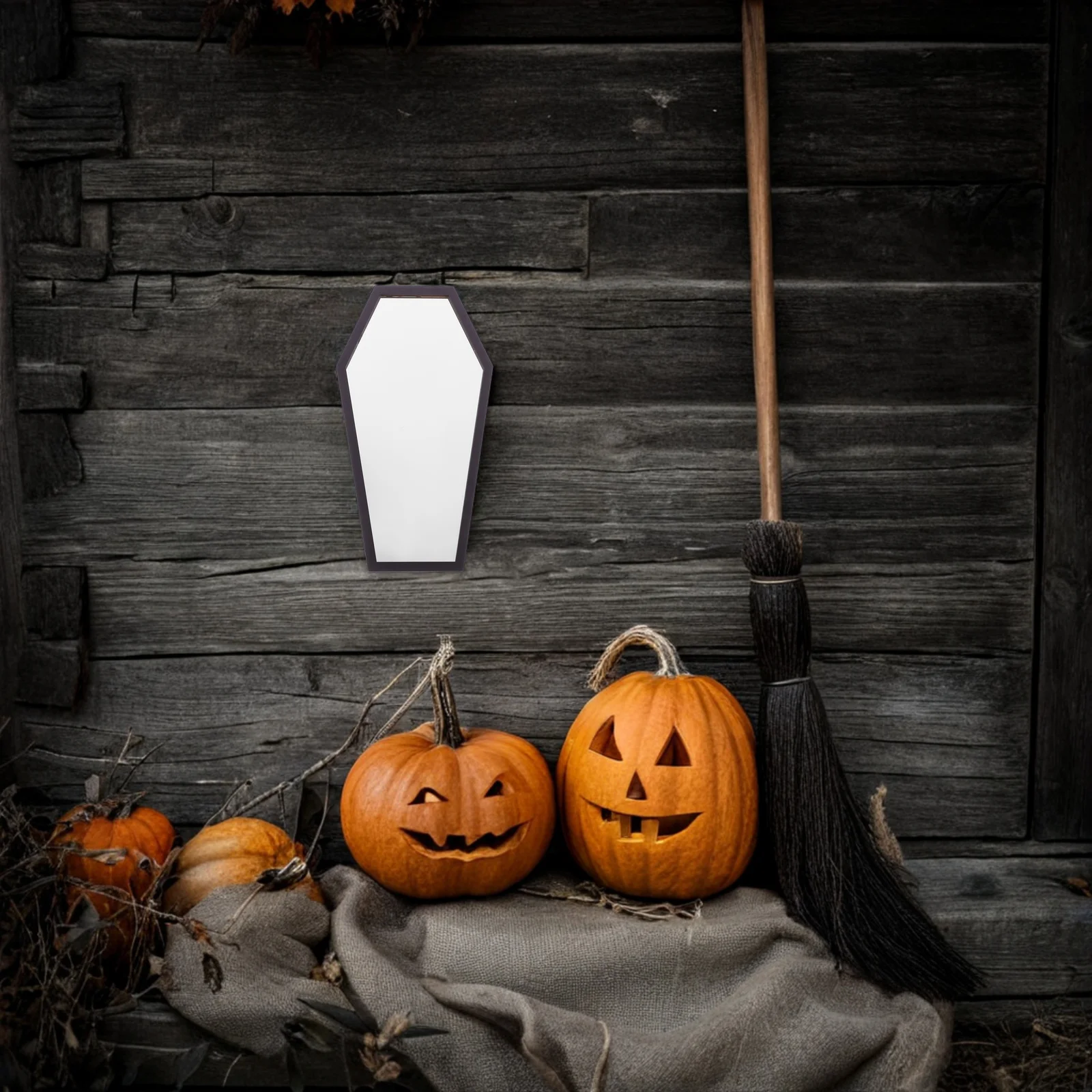 

2Pcs Gothic Mirror Wall Art Wooden Self-Stick Halloween Decorative Panels for Living Room Bedroom Home Interior Walls