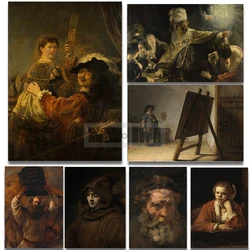 Famous Dutch Baroque Painter Rembrandt Works Poster Classics Portrait Prints Canvas Painting Wall Art Pictures Home Room Decor