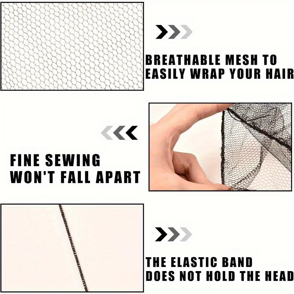 2/12/24Pcs 24inch Nylon Hair Nets, Durable Non-Disposable Hair Nets, Suitable for Sleeping/Equestrian/Business/Catering/Unisex