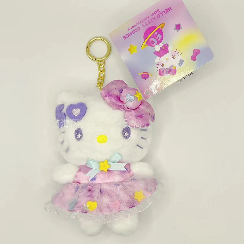 

Sanrio Kawaii Anime 50Th Anniversary Hello Kitty Plush Doll Cute Cartoon Pendant Birthday Present Lovely Key Chain Gifts Girls
