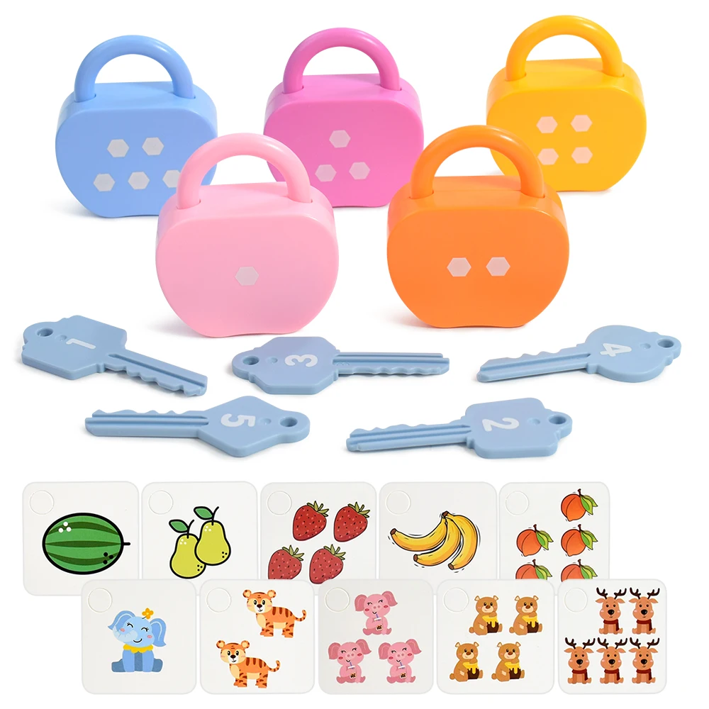 20PCS Kids Alphabet Lock Key Toy Set Car Locks Montessori Educational Number Matching Homeschool Math Toys Baby Word Cognition