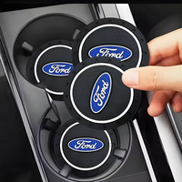 PVC Car Coasters Water Cup Slots Non-Slip Mat Water Cup Pad For Ford Mustang Focus3 2 Transit Ecosport Edge Fiesta Escape Kuga