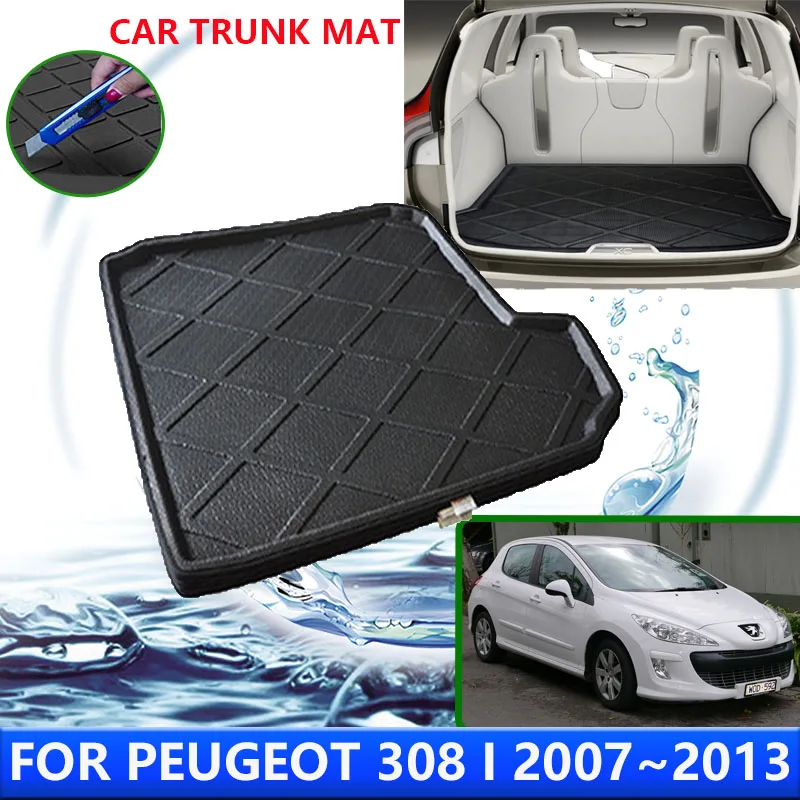 

For Peugeot 308 I T7 2007~2013 2009 2011 2012 Car Rear Trunk Protector Pads Auto Waterproof Liner Anti-Fouling Mats Accessories