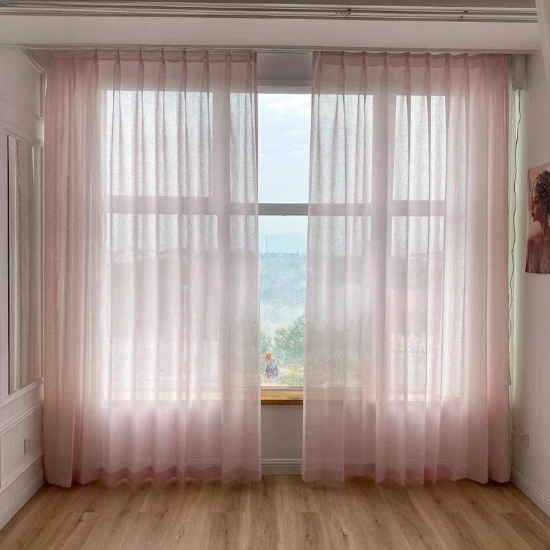 Custom Size Fashion Luxury European  Sheer Curtains Sunshade Gray Tulle Curtains for Living Room Thick Yarn Voile White Tulle