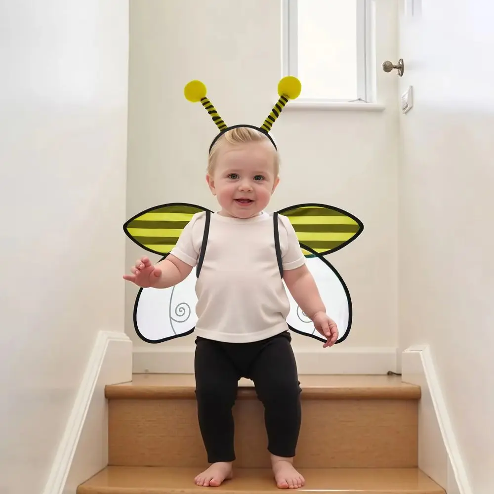 Creative Bugs Cosplay Wings Insect Sparkle Yellow Bee Fly Wings Handmade Craft Elastic Straps Party Wings Cosplay Event