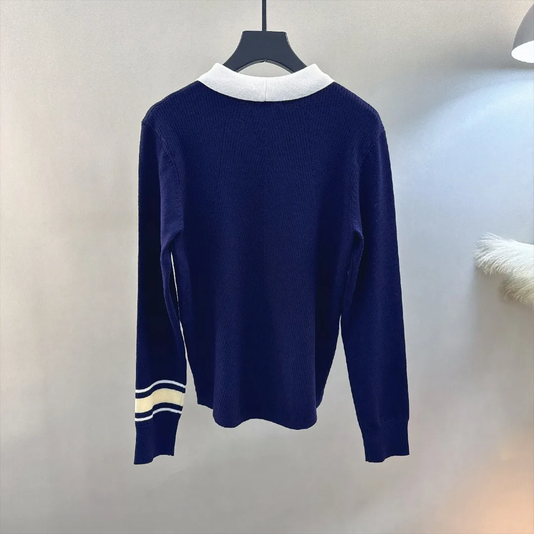 Women's Golf Knit Pullover 2026 Fall New Korean Style Long Sleeve Collared Sporty Casual Versatile Elegant Trendy Breathable