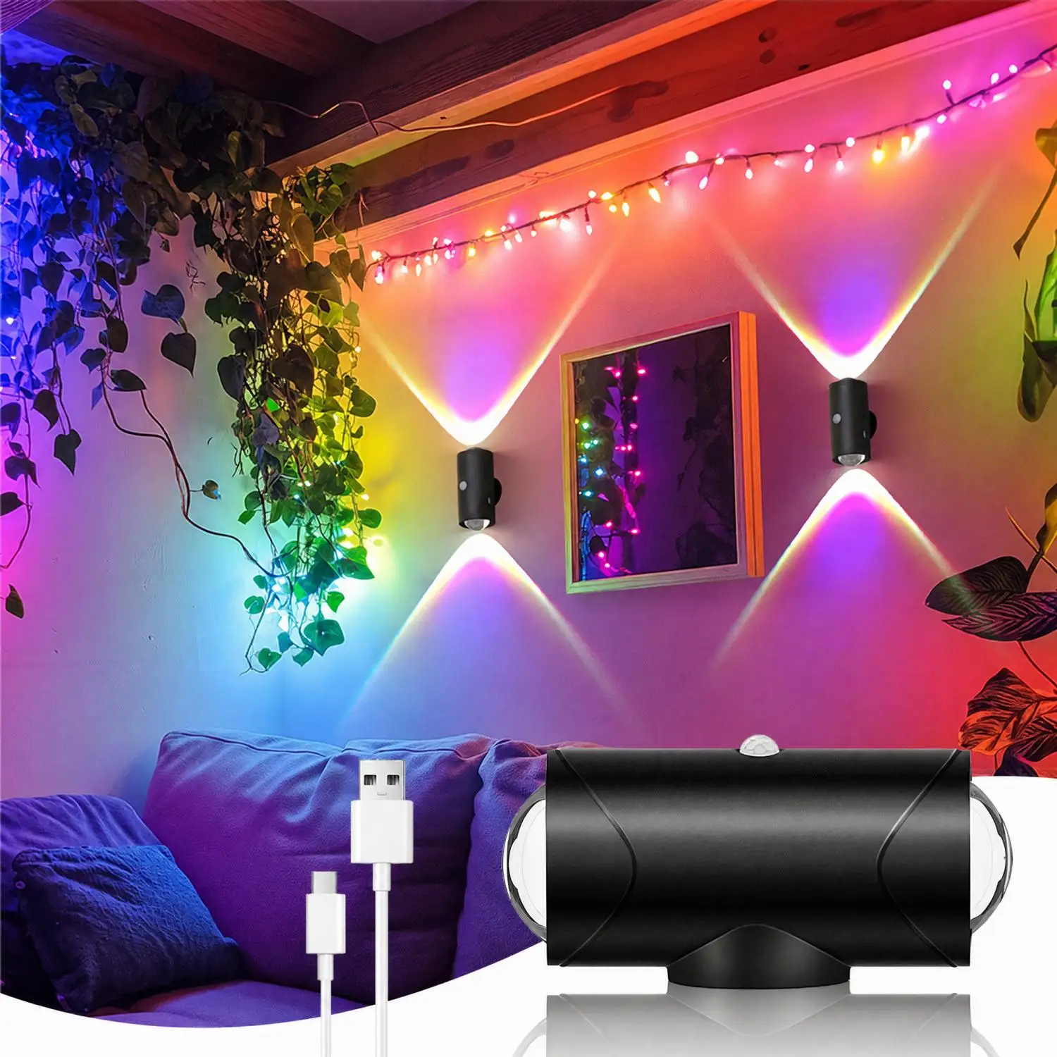 Aiopp Smart Sensor Nachtlicht für den Innenbereich, 8 Beleuchtungsmodi, wiederaufladbare kabellose magnetische Wandlampe für Wohnung, Flur, Schlafzimmer
