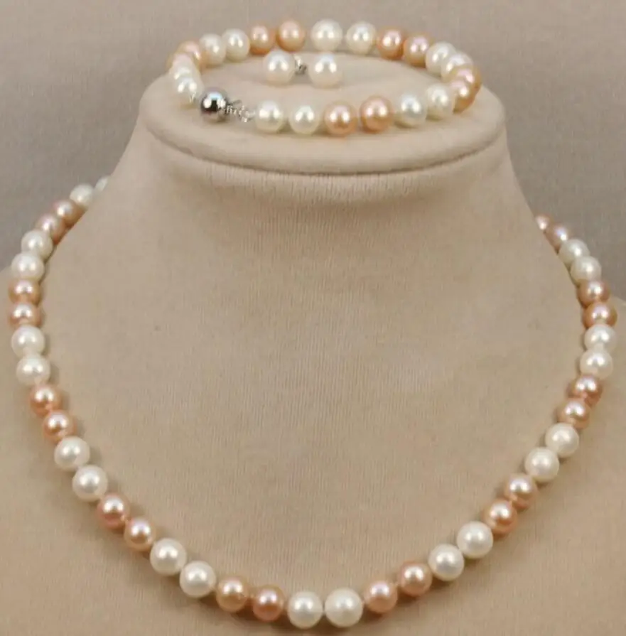 

Sets AA 7-8mm 8-9mm Polychrome FreshWater Pearl Necklace Bracelets Earrings can choose