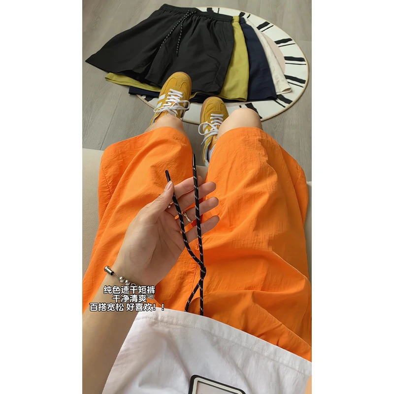 Loose Short-Length Pants Women's Summer Beach K-sle Shorts Quick-Drng Shorts Candy Color Loose Thin Sports Shorts Tide