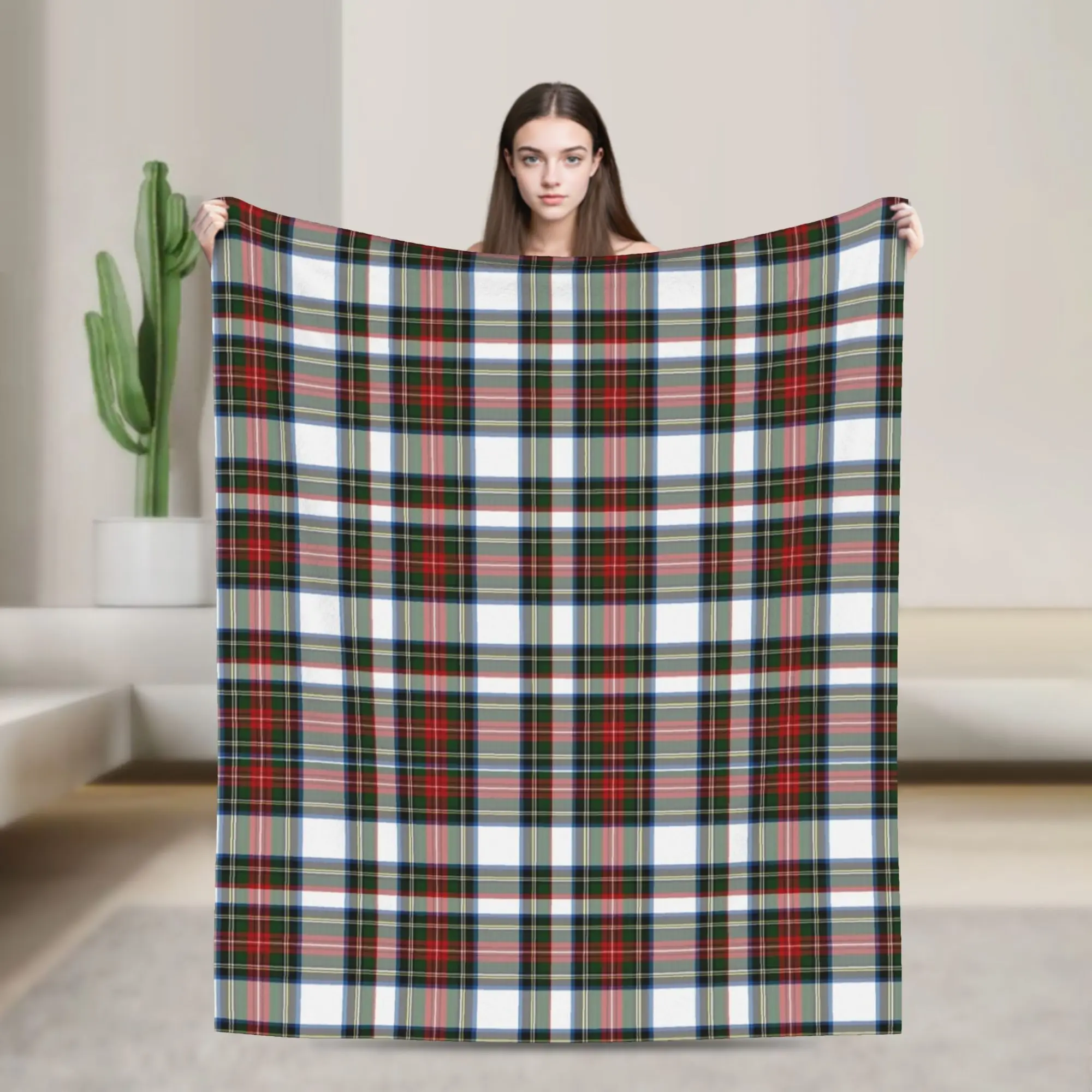 Clan Stewart Tartan Plaid Pattern  Blanket  Flannel Throw Blankets Summer Air Conditioning Decoration Lightweight Bedsprea,