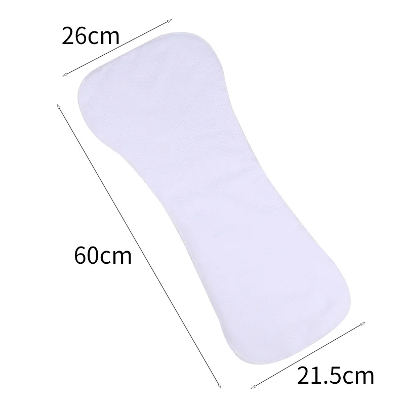 Inserções de fraldas adultas adicionadas mais longas e mais largas inserções de fraldas de 4 camadas para fraldas de pano microfiber 60*26*21.5cm