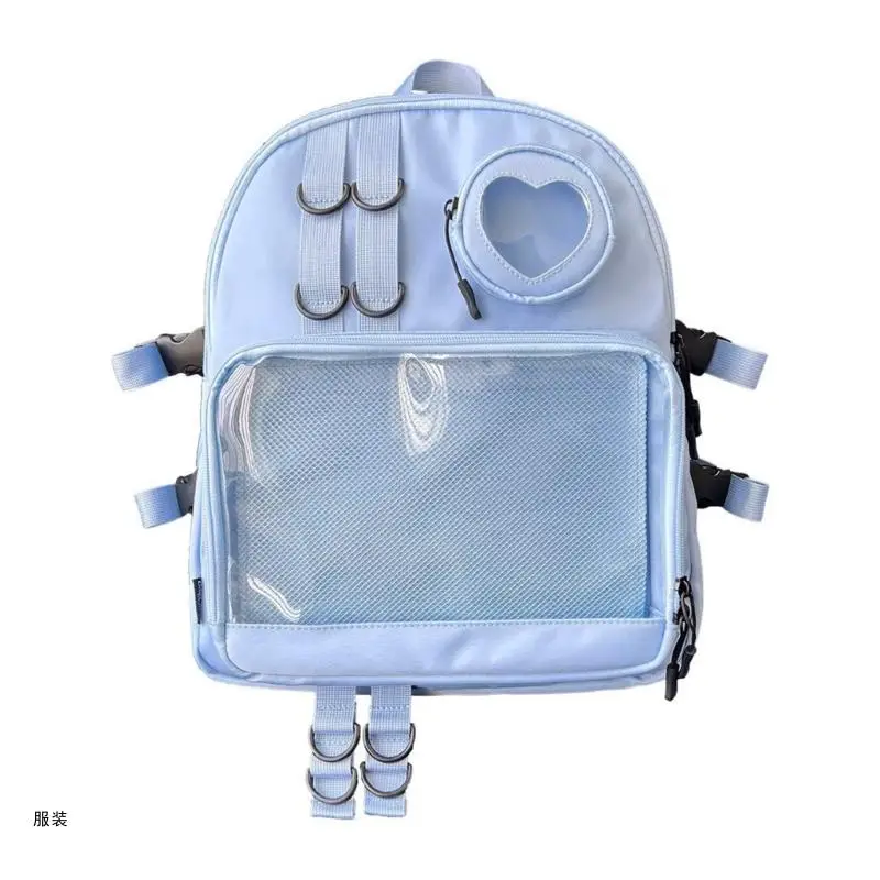 D0UD Women Transparent Backpack Student Schoolbag Korean Aesthetic Backpack Ins