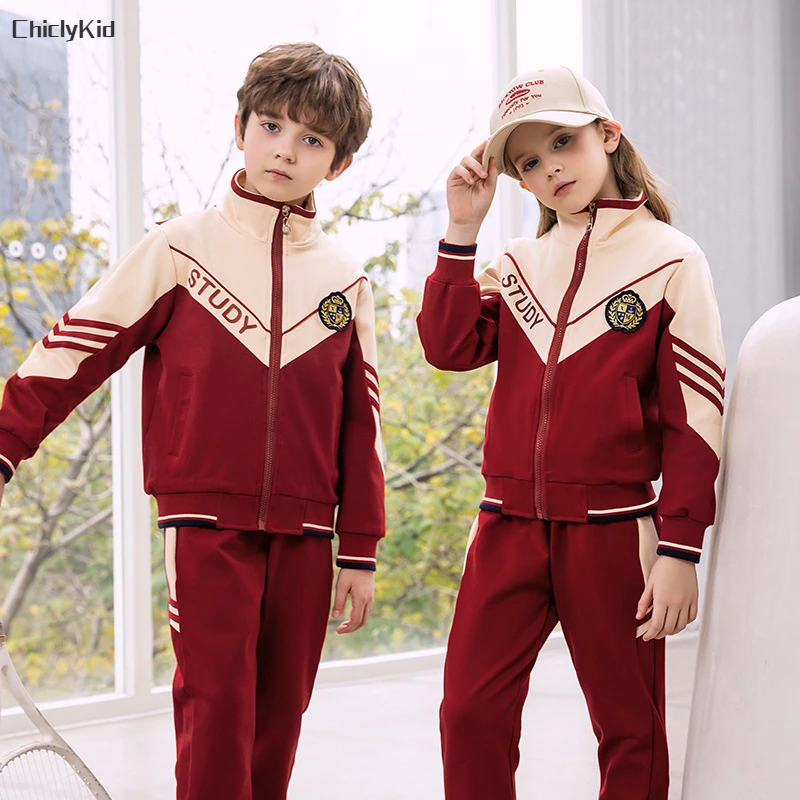 

Girls School Uniform Bomber Jacket Joggers Pants Clothes Sets Boys Sport Shorts Kids Skirts Student Outfits Children Polo Shirt