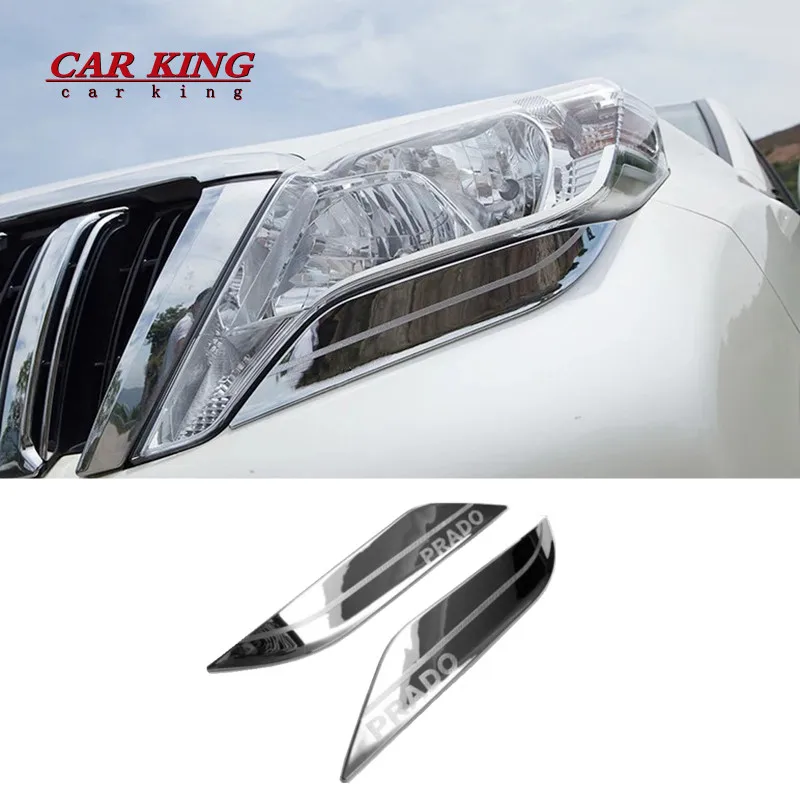 For Toyota Land Cruiser Prado 150 FJ 150 Car Head Front Fog Lamp Light Eyebrow Cover Trim Chrome styling Accessories 2014-2017