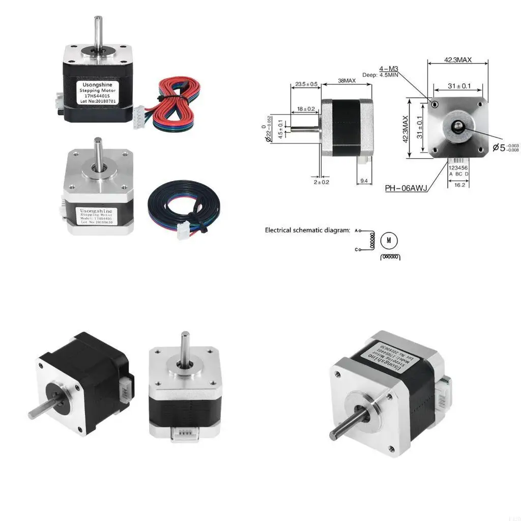 

F42D Nema17 Шаговый двигатель 17HS4401 Nema 17 42BYGH 1.5A 40 мм 4 провода подходит для 3D-принтера фрезерный станок с ЧПУ