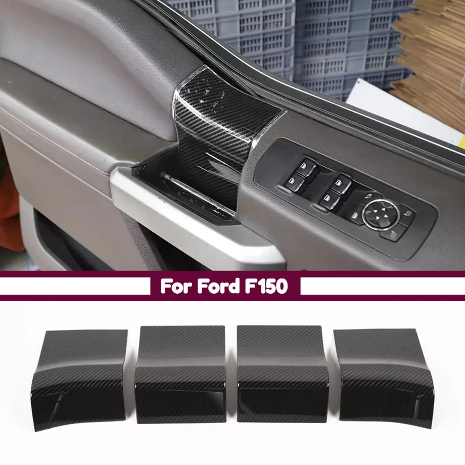 

Car Interior Door Handle Panel Trim Decor Cover For Ford F150 2015+ Carbon Fiber