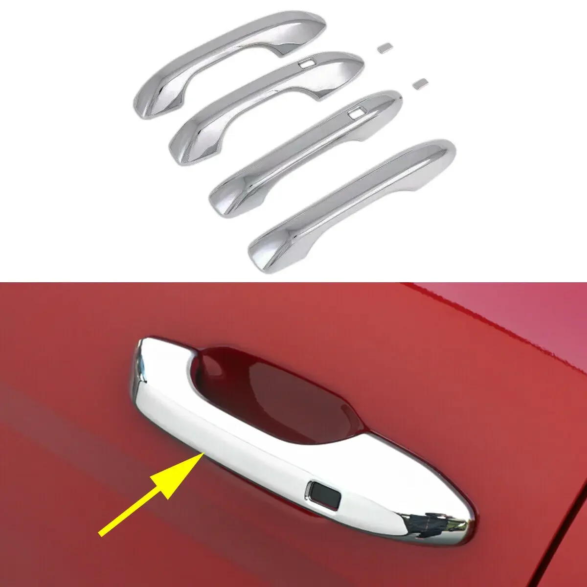 6PCS Car Chrome Styling Door Handle Cover Trim With Two Smart Key Holes Protect Accessories Fit For Hyundai ix25 Creta 2020 2021