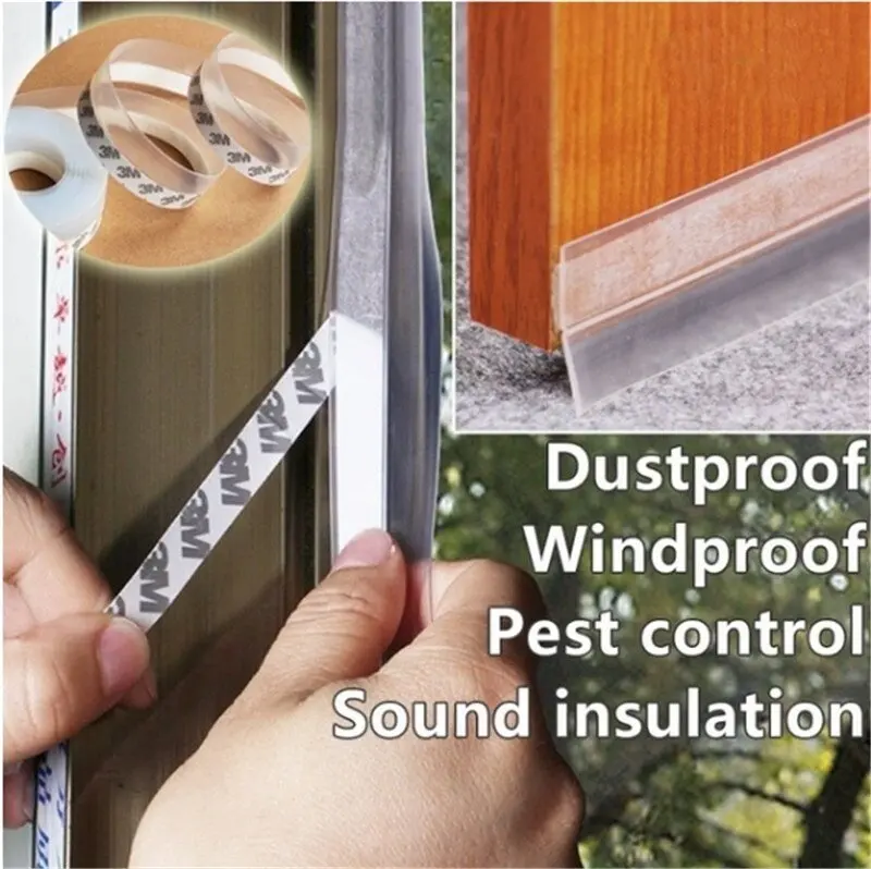 1 Roll 1M Length Window Transparent Windproof Water proof high Over Silicone Bar Door Sealing kitchenstrip Moldproof