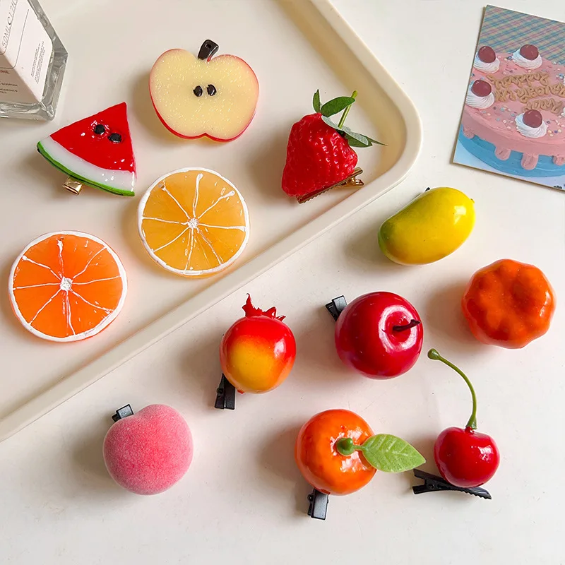 

New Fun Simulation Fruits Hair Clip Strawberry Cherry Creative Design Hair Clips Kawaii Cute Hair Accessories for Women Girls