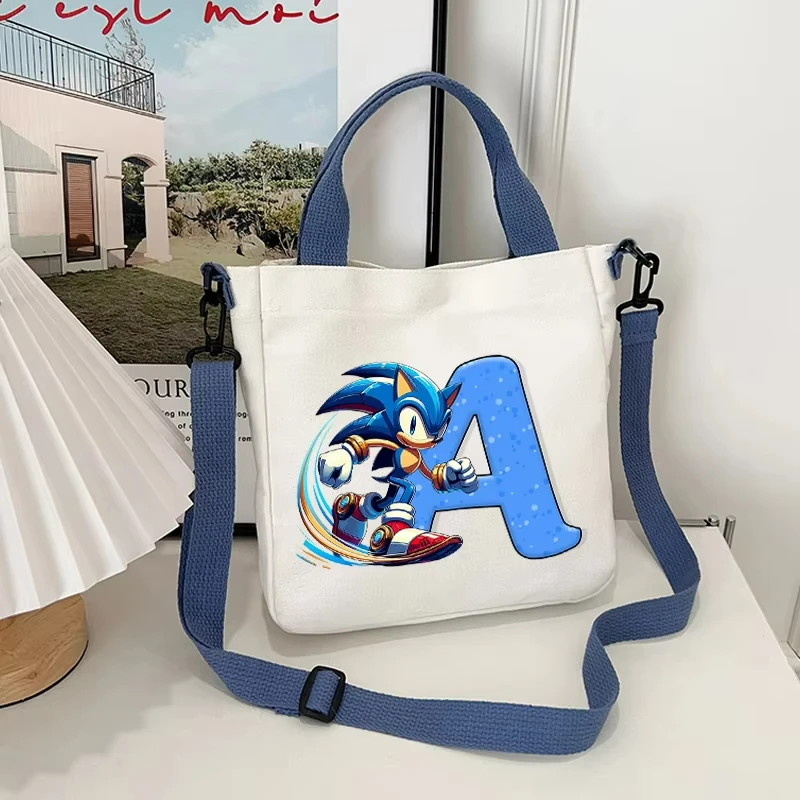 أنيمي الكرتون قماش حقيبة كتف لصبي الفتيات الكرتون رسالة A-Z مطبوعة حقائب كروسبودي الطلاب المحمولة حقيبة يد الموضة هدية