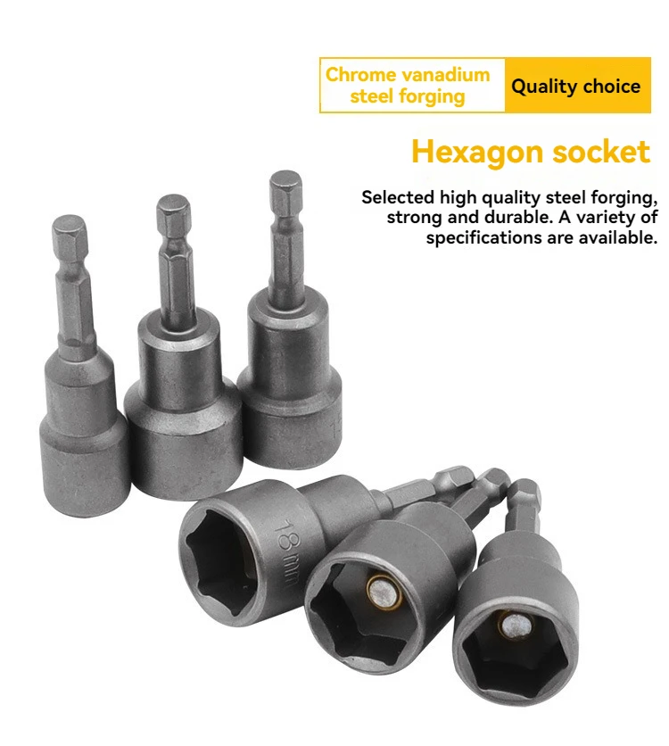 1/4 Zoll Sechskant-Magnet-Steckschlüssel-Bits 6-19mm Sechskant-Mutternschlüssel für Elektrobohrer, Schraubendreher, Schlagschrauber, Reparaturwerkzeuge – Detail 7