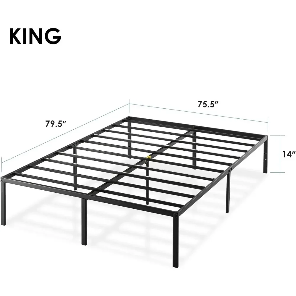 Bed Frame, Best Price, Easy To Assemble, Bedroom Furniture, King 18 Inch Black Metal Platform Bed Frame