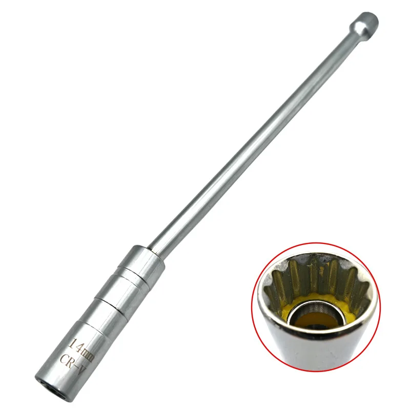 14mm  Drive Universal Joint Spark Plug Socket - 14mm Ultra-Thin Magnetic Spark Plug Wrench, Extra Long Spark Plug Removal Tool
