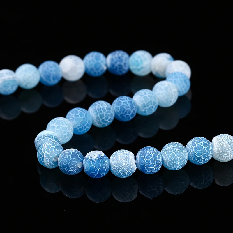 Wholesale Natural Stone Lake Blue Weathered Agate Bead Round Loose Spacer 4 6 8 10mm For Jewelry Making Diy Necklace Bracelet