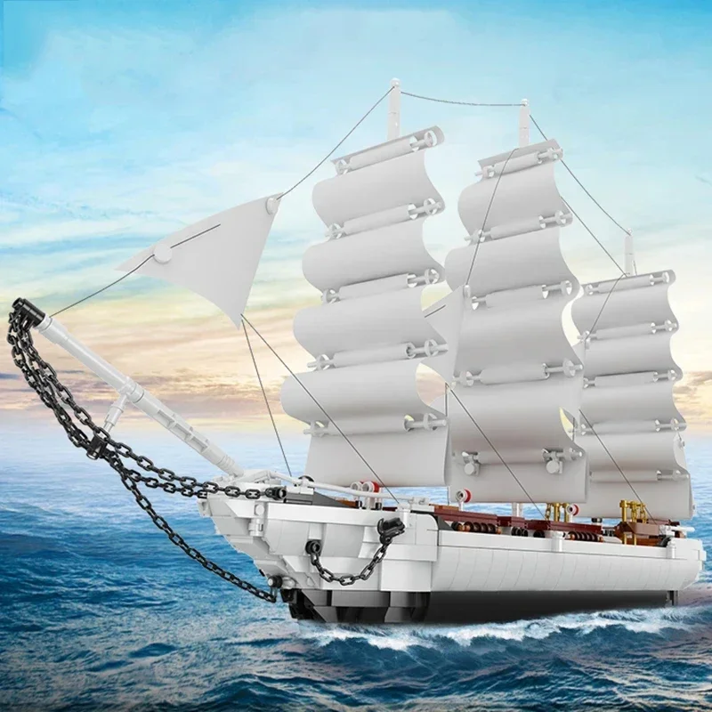 

DIY MOC White Swan Ship Sailboat Building Blocks Creative Expert Medieval Ship Boat Bricks Model Toys for Boy Birthday Gifts