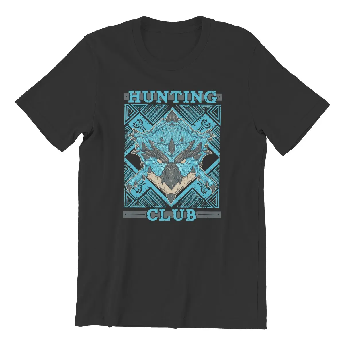 Monster Hunter World  Hunting Club Azure Rathalos  T-Shirt for Men RPG Game 100% Cotton printed Tees plus size Summer Tops