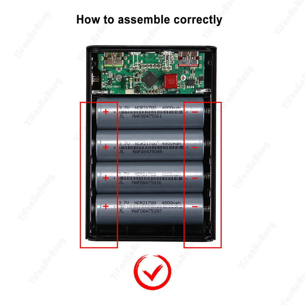 Compact Power Bank Case- DIY 4*21700 Battery Storage Box with 5V 2.1A External Charging for Portable Devices Digital Display