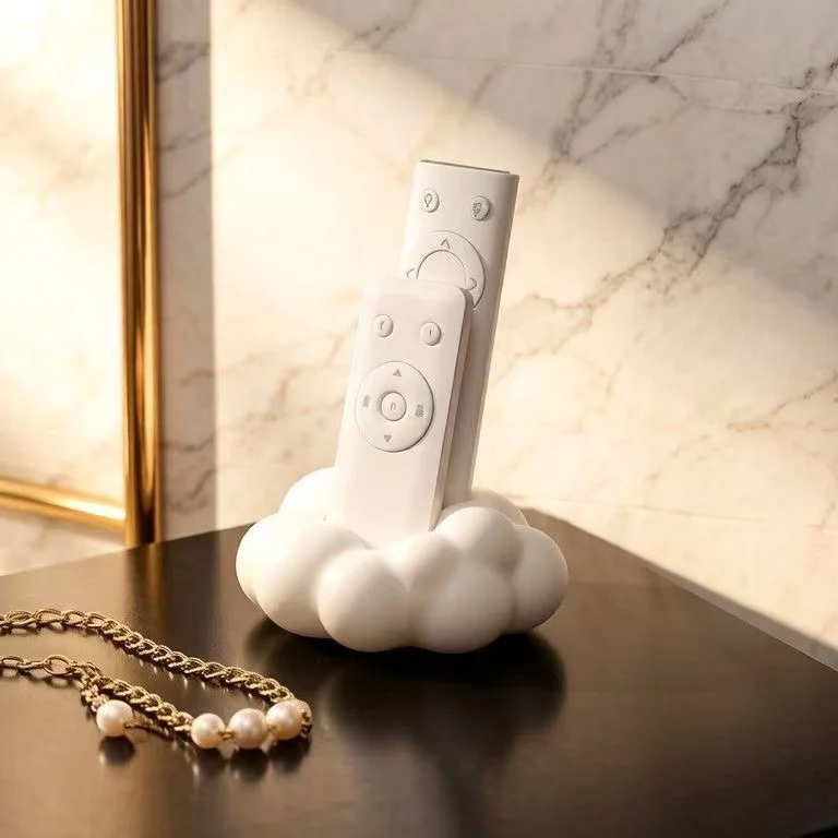 Cute Cloud-Shaped Double-Slot Remote Control Stand 3D Printed Desktop Organizer Instagram-Style Living Room Home Decor Ornament