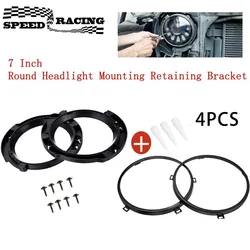 7 Inch Round Headlight Mounting Ring Retaining Bracket With Headlight Metal Rings For Jeep Wrangler JK 07-17 For LED Headlights