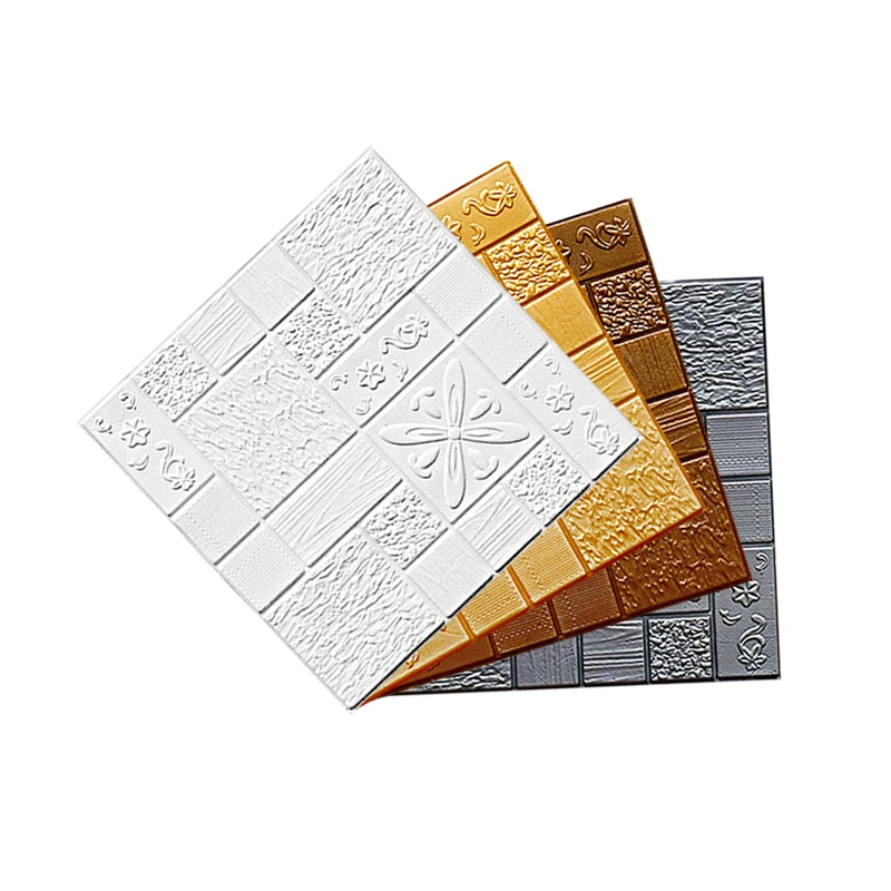 12pcs 3D Wall Sticker Waterproof Home Decor Self Adhesive Board Soundproofing Board Decorative Vinyl 3D Wall Sticker