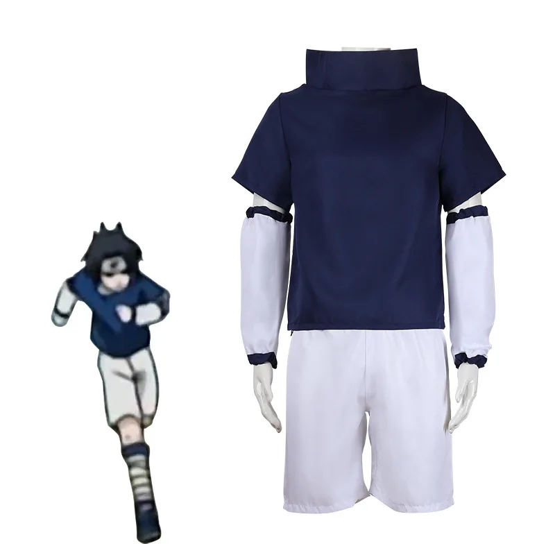 Disfraz de Anime Uchiha Sasuke para niños, Top, pantalones, trajes, traje de Carnaval de Halloween, disfraz para adultos