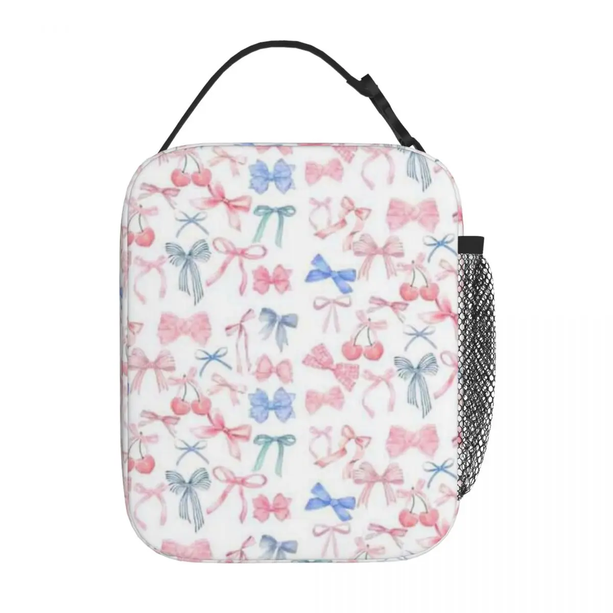 Bestselling Stylish Trendy Girly Cherry Pastel Blue Pink Bow Coquette Retro School  Bag Car Driving Lunch Commuter Lunch Bag