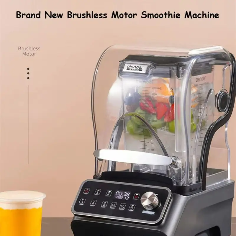 New Smoothie Maker Brushless Motor Ice Smoothie Blender Grinder High Speed Fruit Juice Milkshake Making Machine for Shop