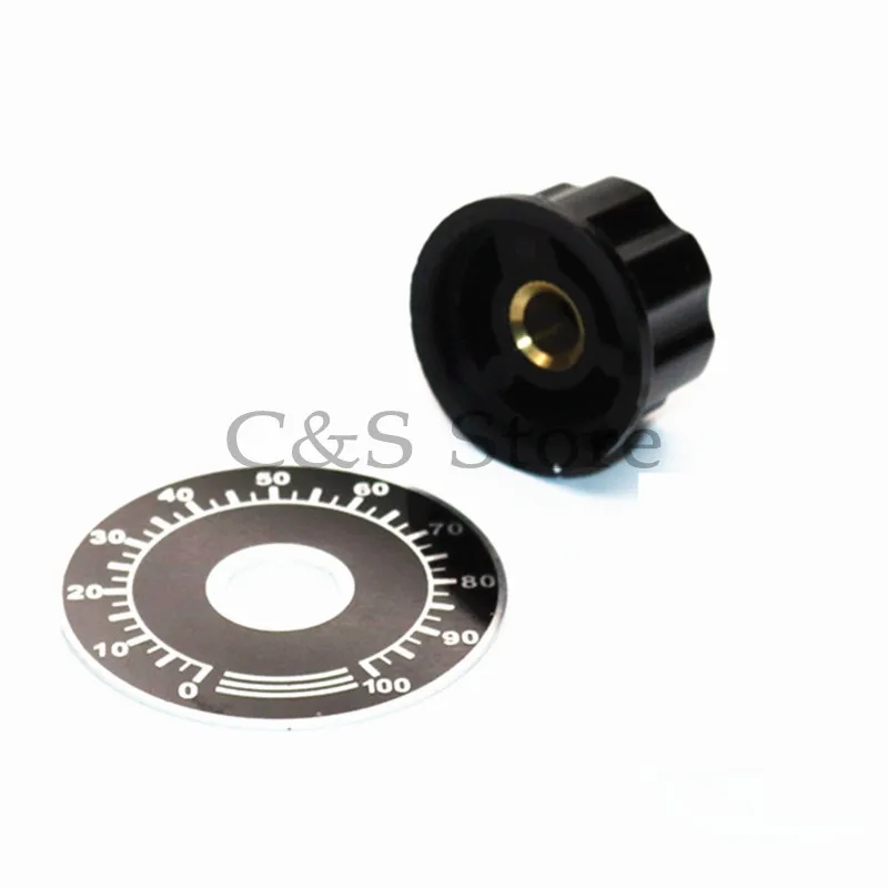 10 Sets Potentiometer Knob Kit MF-A03 Dial Knob + MF-A03 Bakelite Knob With Scale Plate Sheet Scale Digital Potentiometer Set