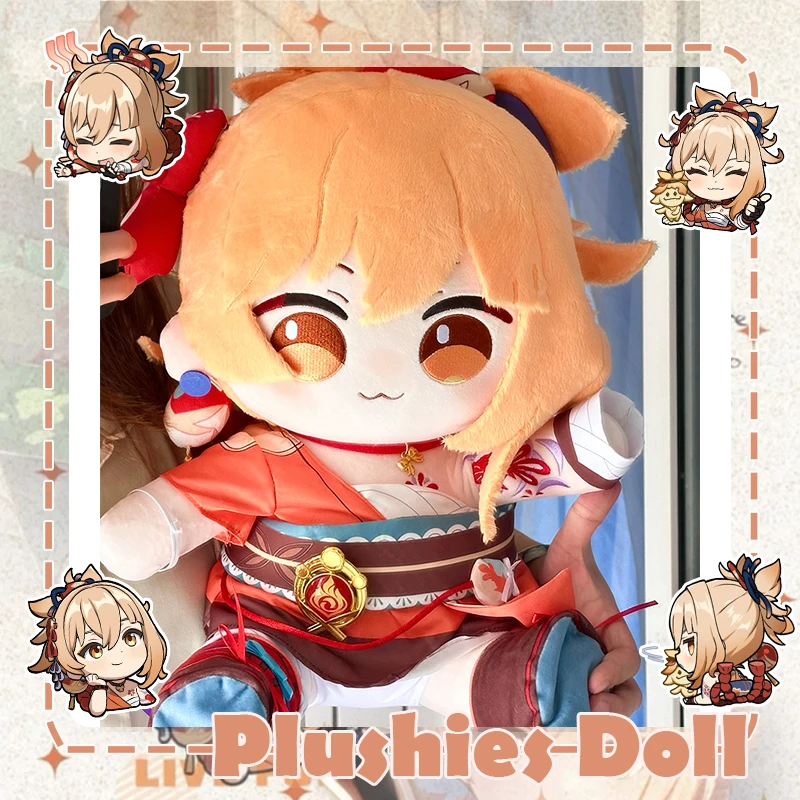 

Game Genshin Impact Yoimiya Plush Doll Stuffed Sitting Toy Plushies Anime Cartoon Soft Hugging Figure with Clothing 40cm Large