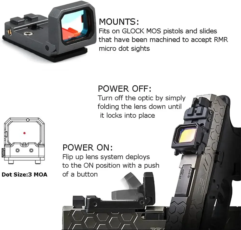 Imagem -06 - Flip up Red Dot Visão Reflex Compacta Rmr Mos Mount Base Rifle Pistola Pistola Acessórios de Caça