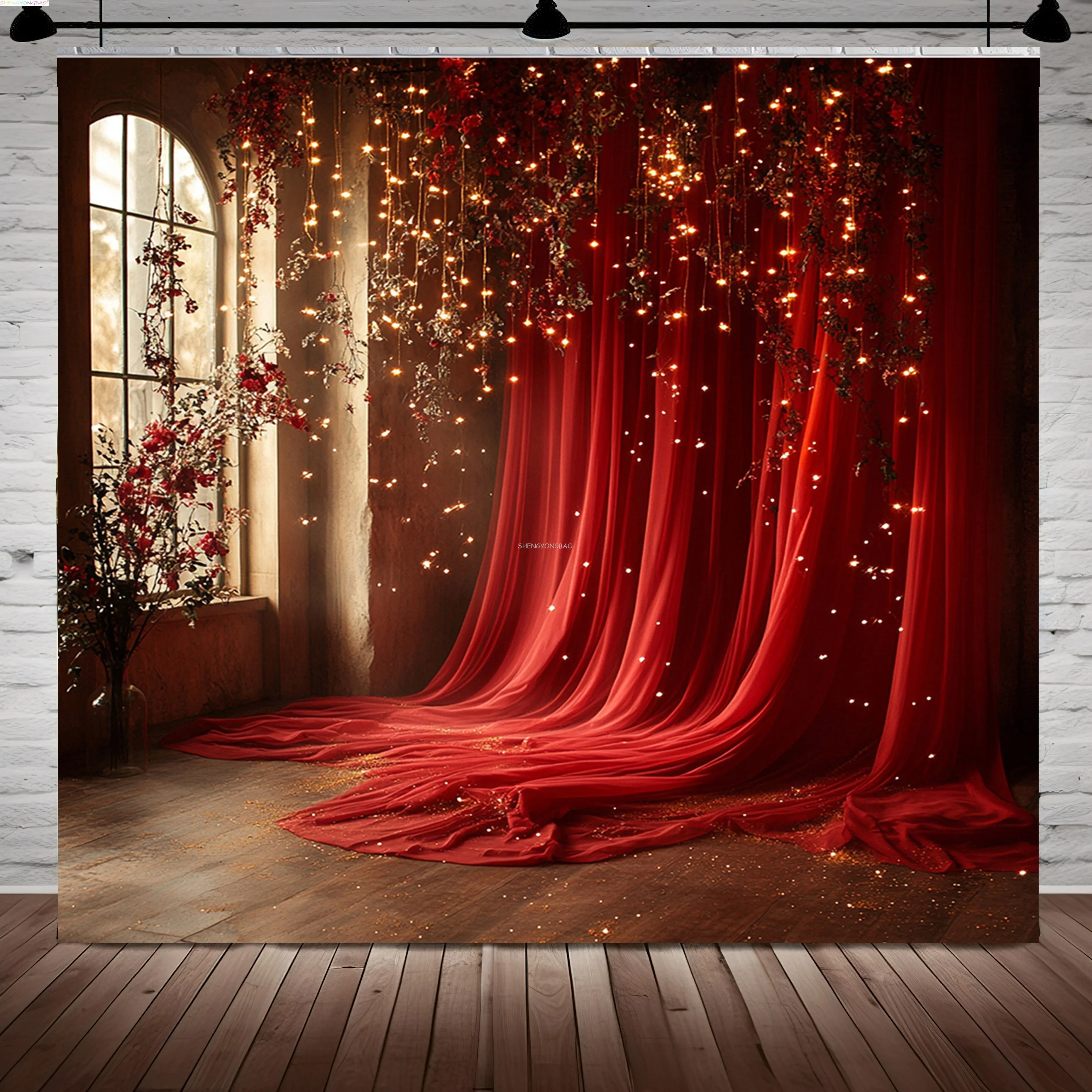 

Backlit Window With White Curtains Background Wedding Room Interior Pregnant Valentine's Day Vintage Photography Backdrops ZX-05
