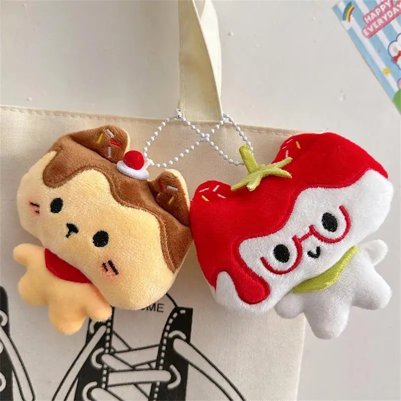 Criativo bonito estridente tomate gato boneca de pelúcia brinquedos amor fivela chaveiro pingente cordão saco encantos mochila ornamentos presente chaveiro