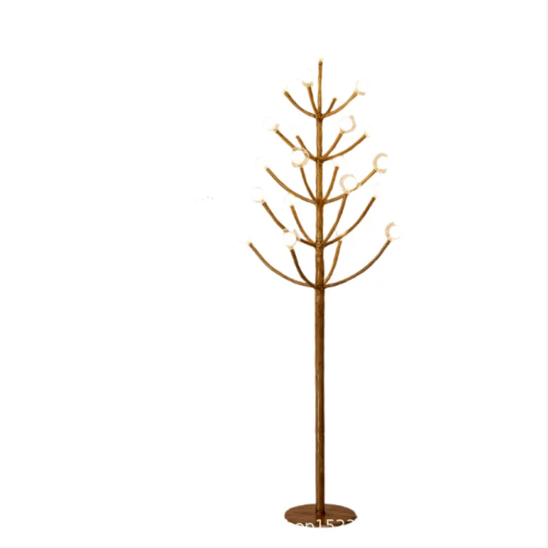 

New Chinese retro imitation wood branches creative floor lamp, living room sofa, bedroom, study bedside vertical decorative lamp