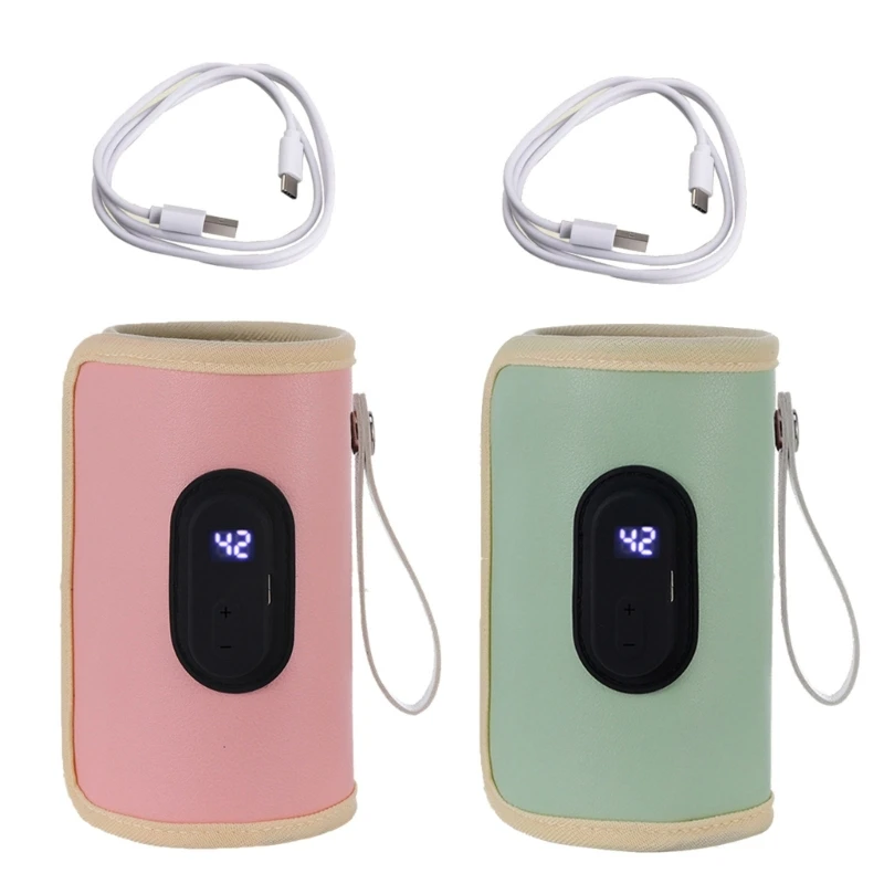 Funda aislante para botella leche ajustable, bolsa calefactora para leche materna, funda con calentador carga USB para en